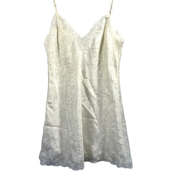 Victoria's Secret Chemise Nightgown Size Small Ivory Satin Lace Strappy Pullover - Picture 1 of 5